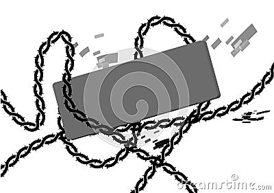 Chain lock with tag Stock Photo