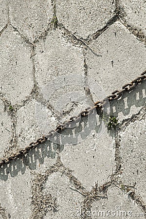 Iron chain on the wall Stock Photo