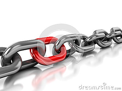 Chain with one red link Cartoon Illustration