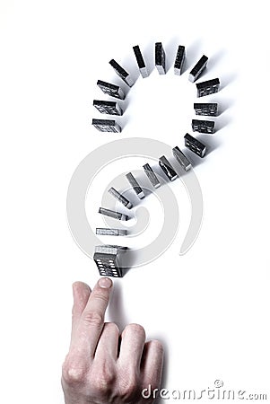 Chain reaction with domino pieces Stock Photo