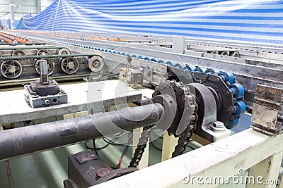 The chain and shaft drive Line Conveyor Stock Photo