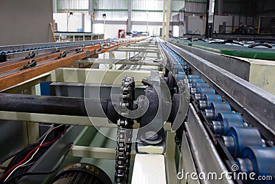 The chain and shaft drive Line Conveyor Stock Photo