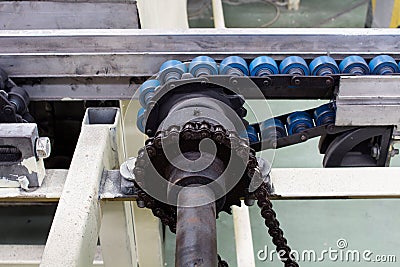 Chain and shaft drive Line Conveyor Stock Photo