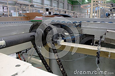 Chain and shaft drive Line Conveyor Stock Photo