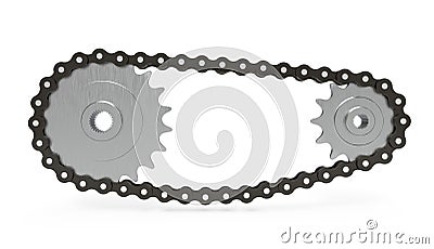 Chain transmission on white background, 3d rendering. Stock Photo