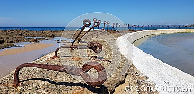 Chain Wall Newcastle Ocean Baths Australia Stock Photo