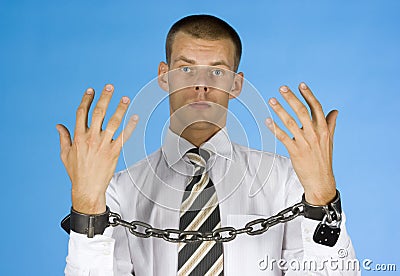 Chained businessman Stock Photo