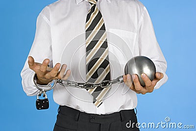 Chained businessman Stock Photo