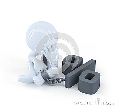 Chained businessman. Debt concept. Stock Photo