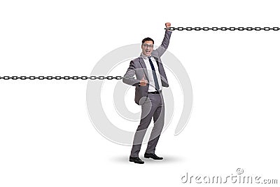 Chained businessman in workaholic concept Stock Photo
