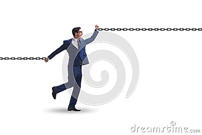 Chained businessman in workaholic concept Stock Photo