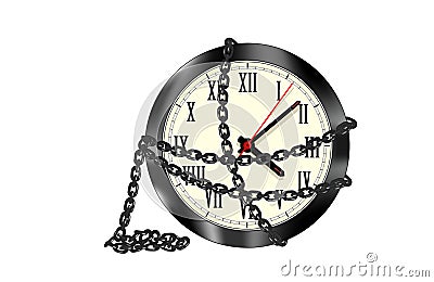 Chained clock isolated Stock Photo