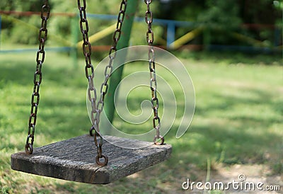 Wood price with metal chain Stock Photo