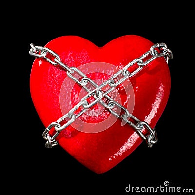 Chained red heart Stock Photo