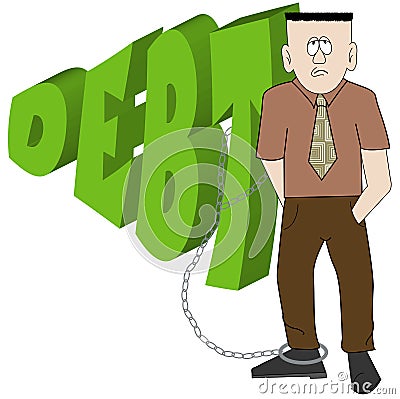 Chained to your debt Vector Illustration