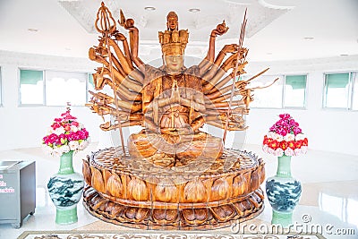 Thai-Chinese temple -Interior of wat hyua pla kang - Chiang Rai Province Northern Thailand Editorial Stock Photo