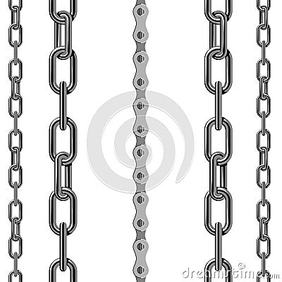 Chains link strength connection vector seamless pattern of metal linked parts and iron equipment protection strong sign Vector Illustration
