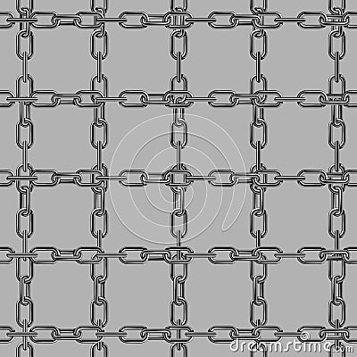 Chains link strength connection vector seamless pattern of metal linked parts and iron equipment protection strong sign Vector Illustration