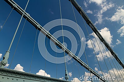 Chains of the Menai Suspension Bridge over between Anglesey and Stock Photo