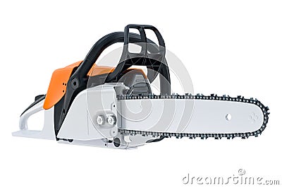 Chainsaw gasoline white Stock Photo