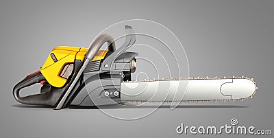 Chainsaw on grey background 3d illustration Stock Photo