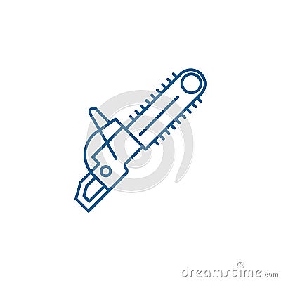 Chainsaw line icon concept. Chainsaw flat vector symbol, sign, outline illustration. Vector Illustration