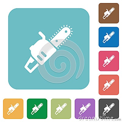 Chainsaw rounded square flat icons Stock Photo
