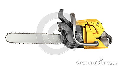 Chainsaw on white background 3d illustration no shadow Cartoon Illustration