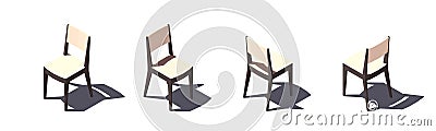 Isometric low poly simple beige chair Vector Illustration