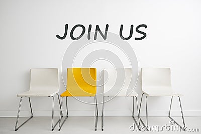 Chair background concept - recruitment hire hiring interview Stock Photo