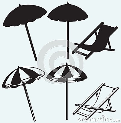 Chair and beach umbrella Vector Illustration