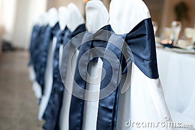 Chair covers with bows Stock Photo