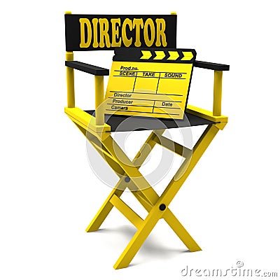 Chair director and movie clapper Stock Photo