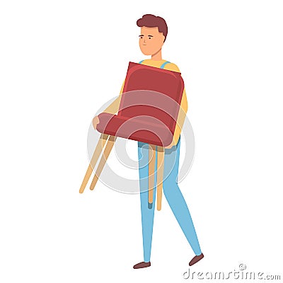 Chair house relocation icon cartoon vector. Move box Stock Photo