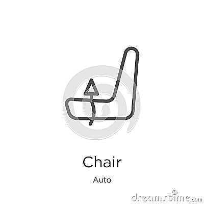 Chair icon vector from auto collection. Thin line chair outline icon vector illustration. Outline, thin line chair icon for Vector Illustration