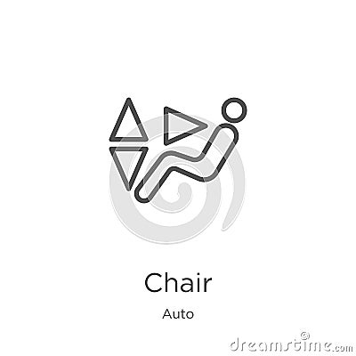 Chair icon vector from auto collection. Thin line chair outline icon vector illustration. Outline, thin line chair icon for Vector Illustration