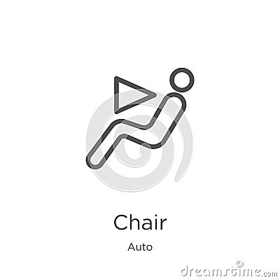 chair icon vector from auto collection. Thin line chair outline icon vector illustration. Outline, thin line chair icon for Vector Illustration