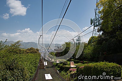 The chair lifts of Matsuyama-Jo castle. Ehime Japan Stock Photo