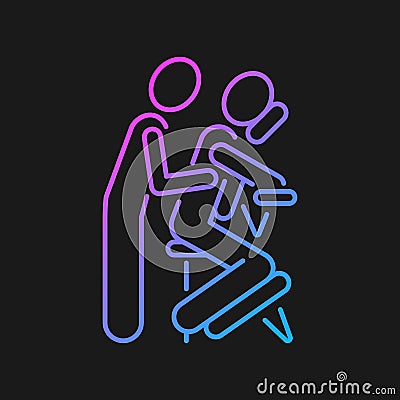 Chair massage gradient vector icon for dark theme Vector Illustration