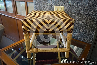 Chair set basketry made from rattan Stock Photo