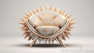 A chair with spikes on the back of it, AI Stock Photo