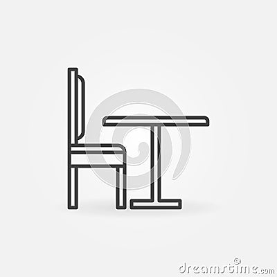 Chair with Table linear vector concept icon or sign Vector Illustration