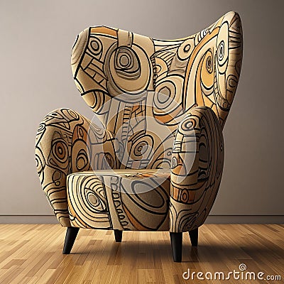 Modern American Armchair With Abstract Cartoonish Design Stock Photo