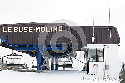 Chairlift Molino - Le Buse Editorial Stock Photo