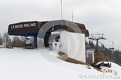 Chairlift Molino - Le Buse Editorial Stock Photo