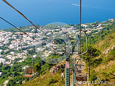 Chairlift on Monte Solaro, Capri, Italy Editorial Stock Photo