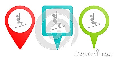 Chairlift pin icon. Multicolor pin vector icon Stock Photo