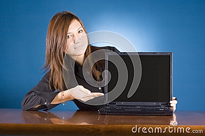 Chairman displays computer's screen Stock Photo