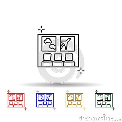 Chairs, airport multi color style icon. Simple thin line, outline vector of Airport icons for ui and ux, website or mobile Stock Photo