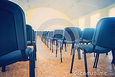 Chairs in the empty room for performances Stock Photo